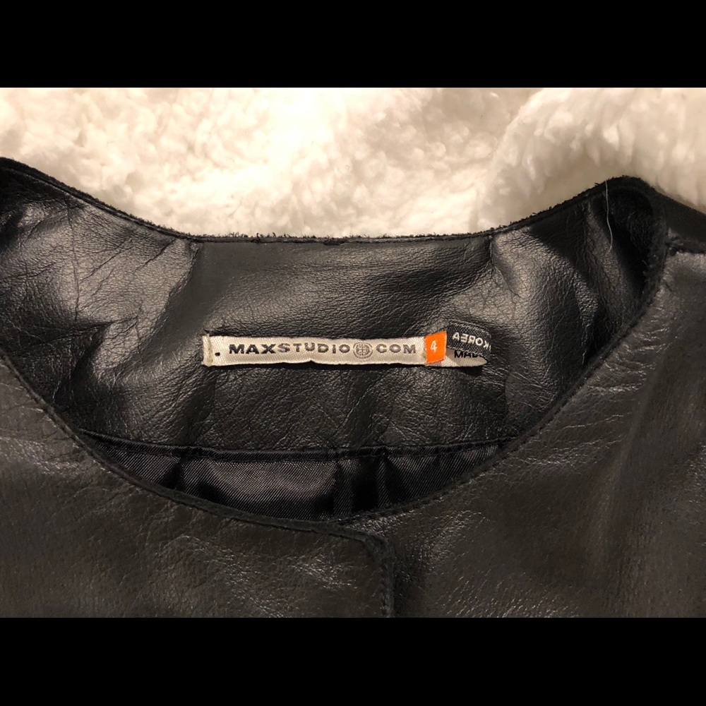 Max Studio 100% black leather jacket - Picture 4 of 5